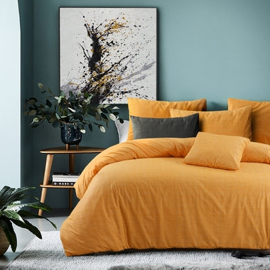 Yellow/Orange Textured print quilt cover