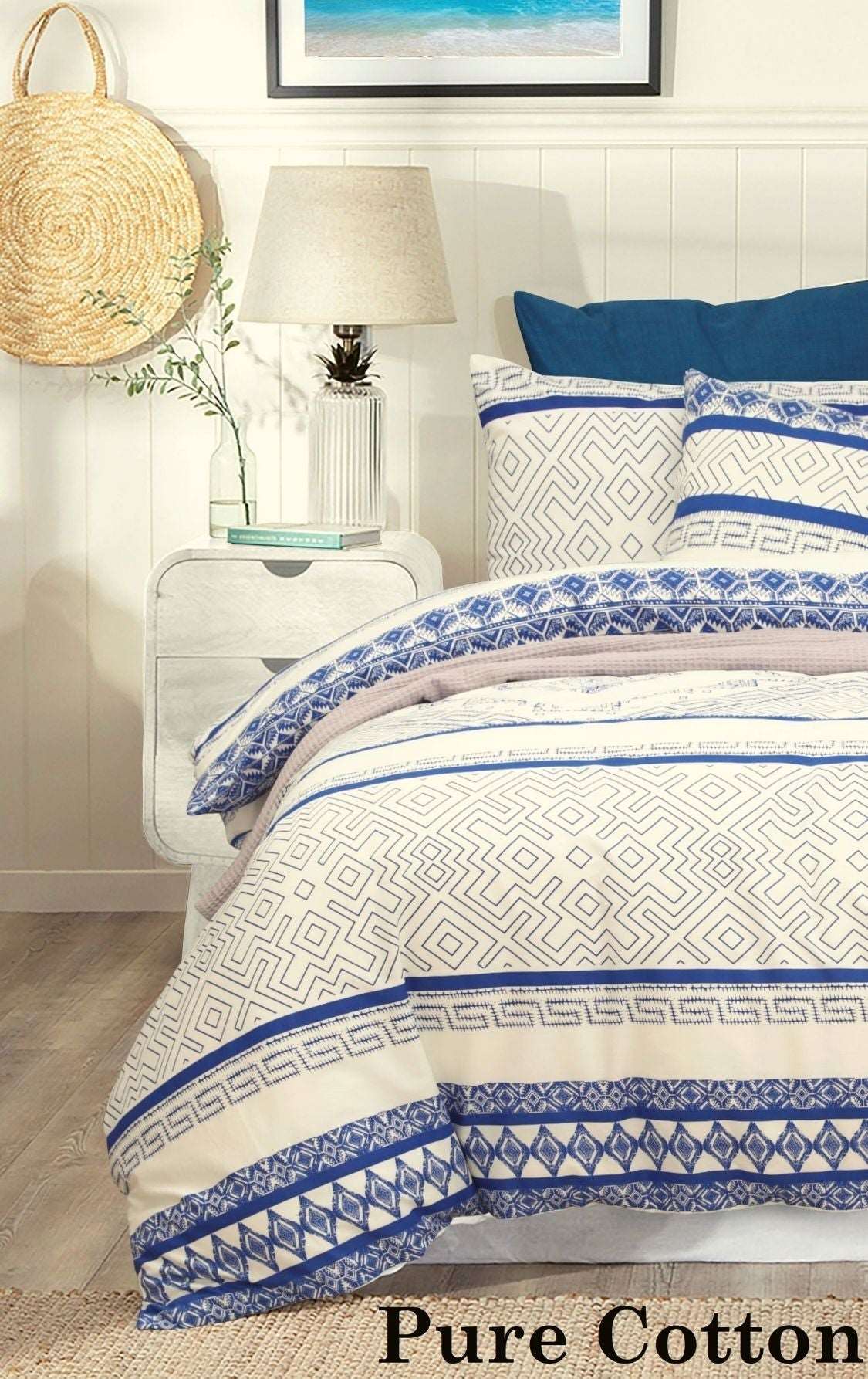 Hampton Quilt Duvet Doona Cover - Blue