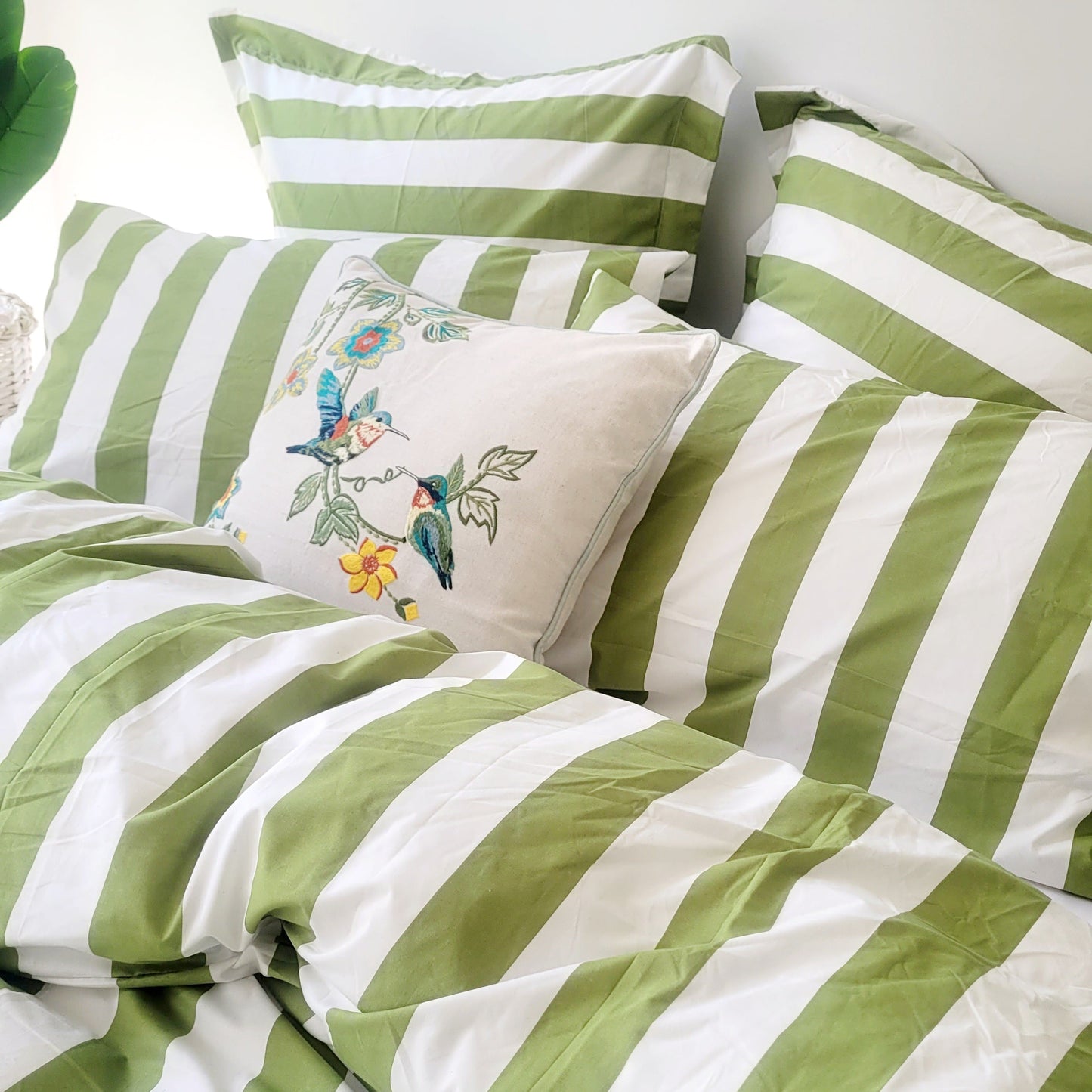 OLIVE STRIX European Pillowcase Pair