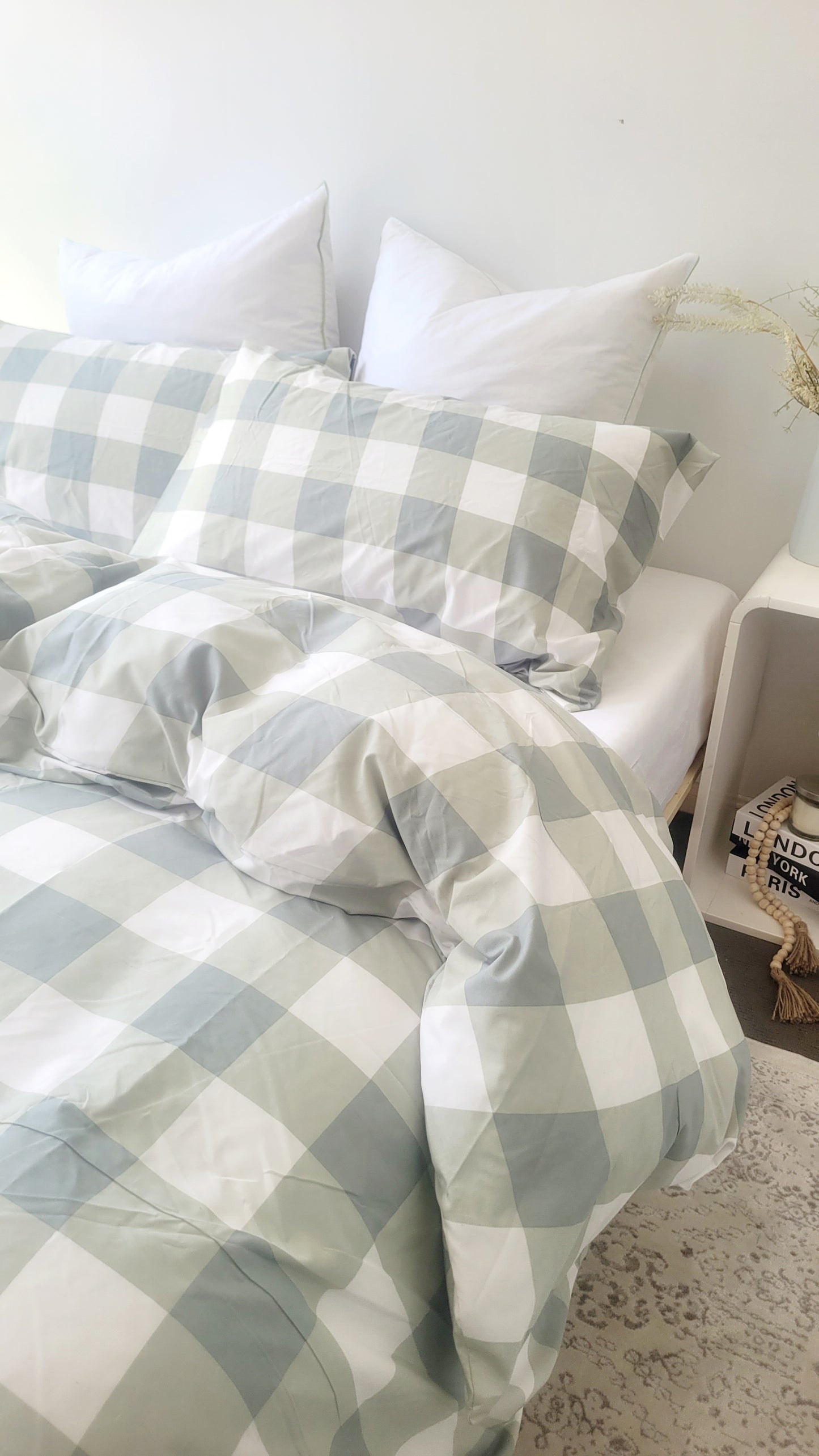 SAGE GRID European Pillowcase Pair