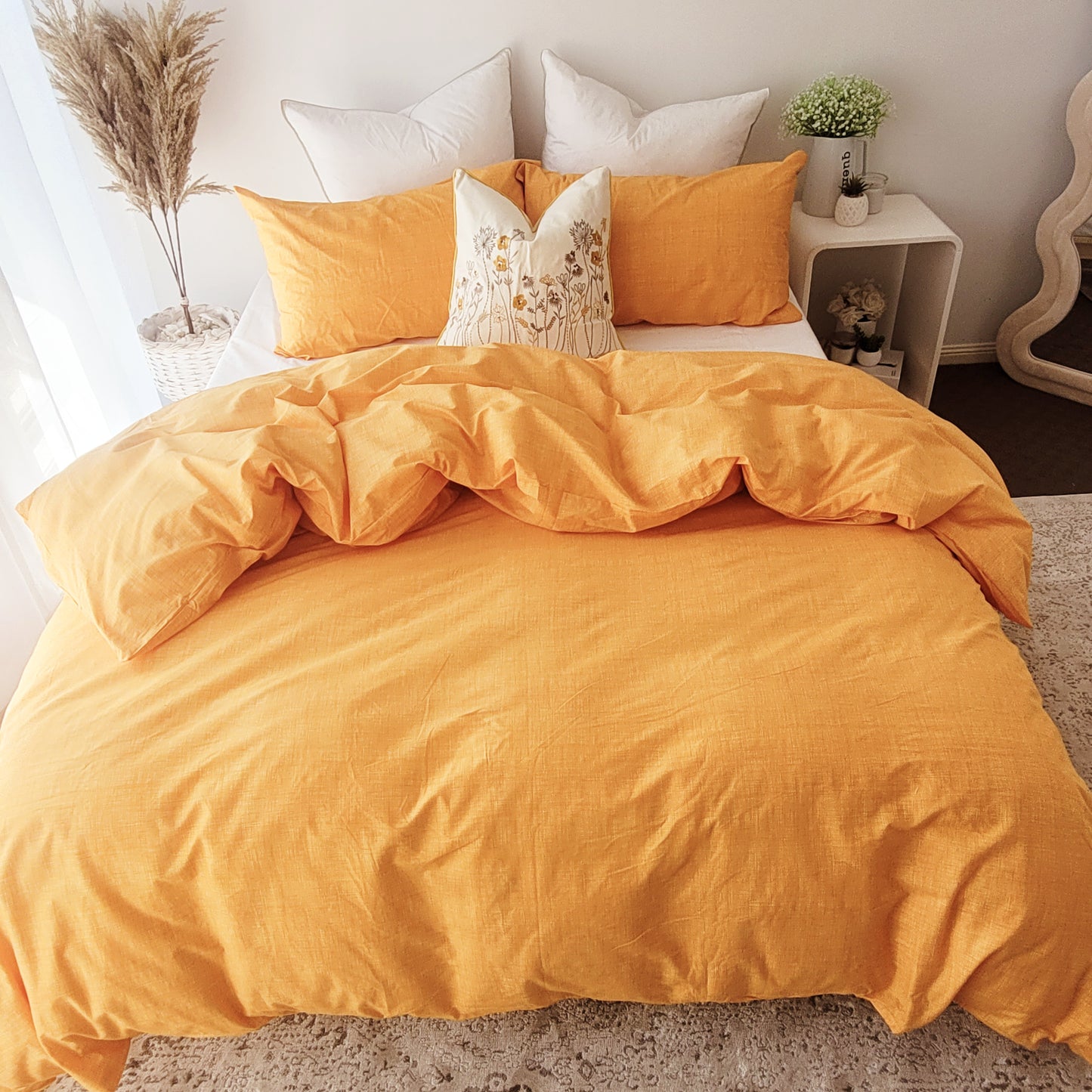 Yellow Textured Print Quilt Cover Set - Pure Cotton with Ornate Patterns