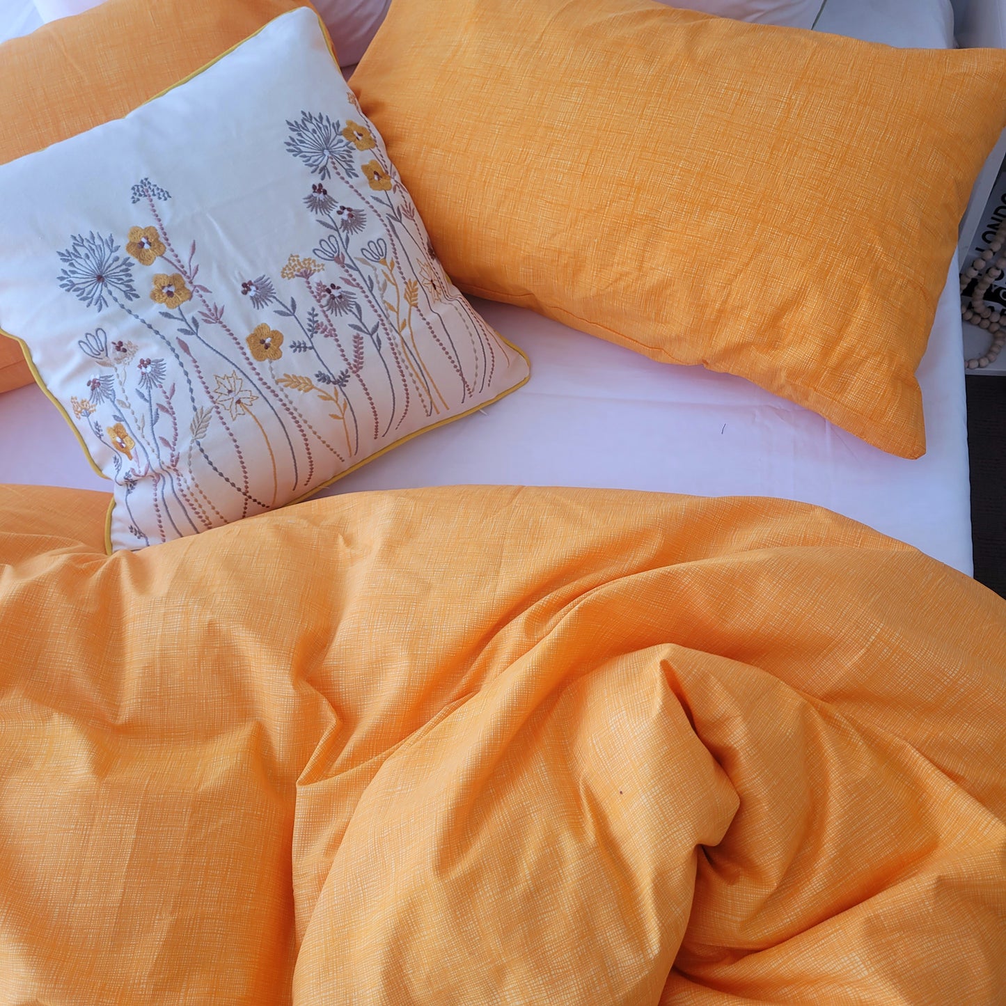 Yellow Textured Print Quilt Cover Set - Pure Cotton with Ornate Patterns
