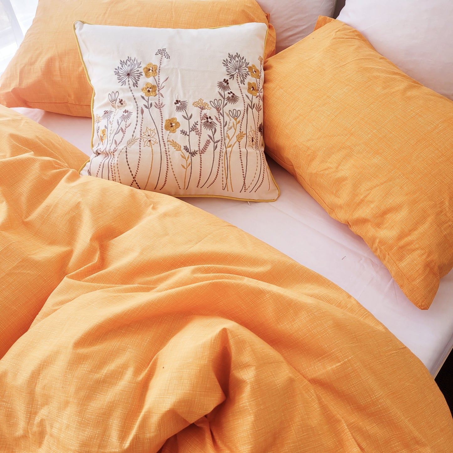 Yellow Textured Print Quilt Cover Set - Pure Cotton with Ornate Patterns