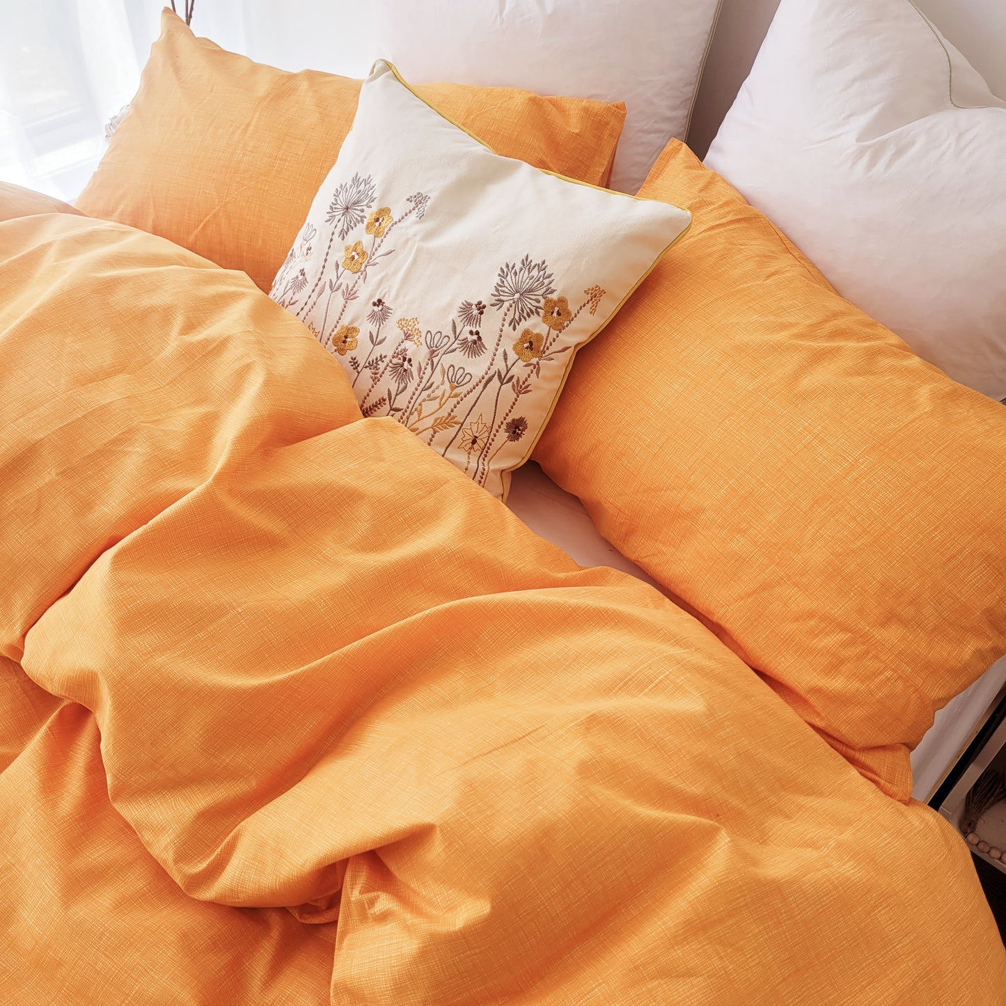 Yellow Textured Print Quilt Cover Set - Pure Cotton with Ornate Patterns