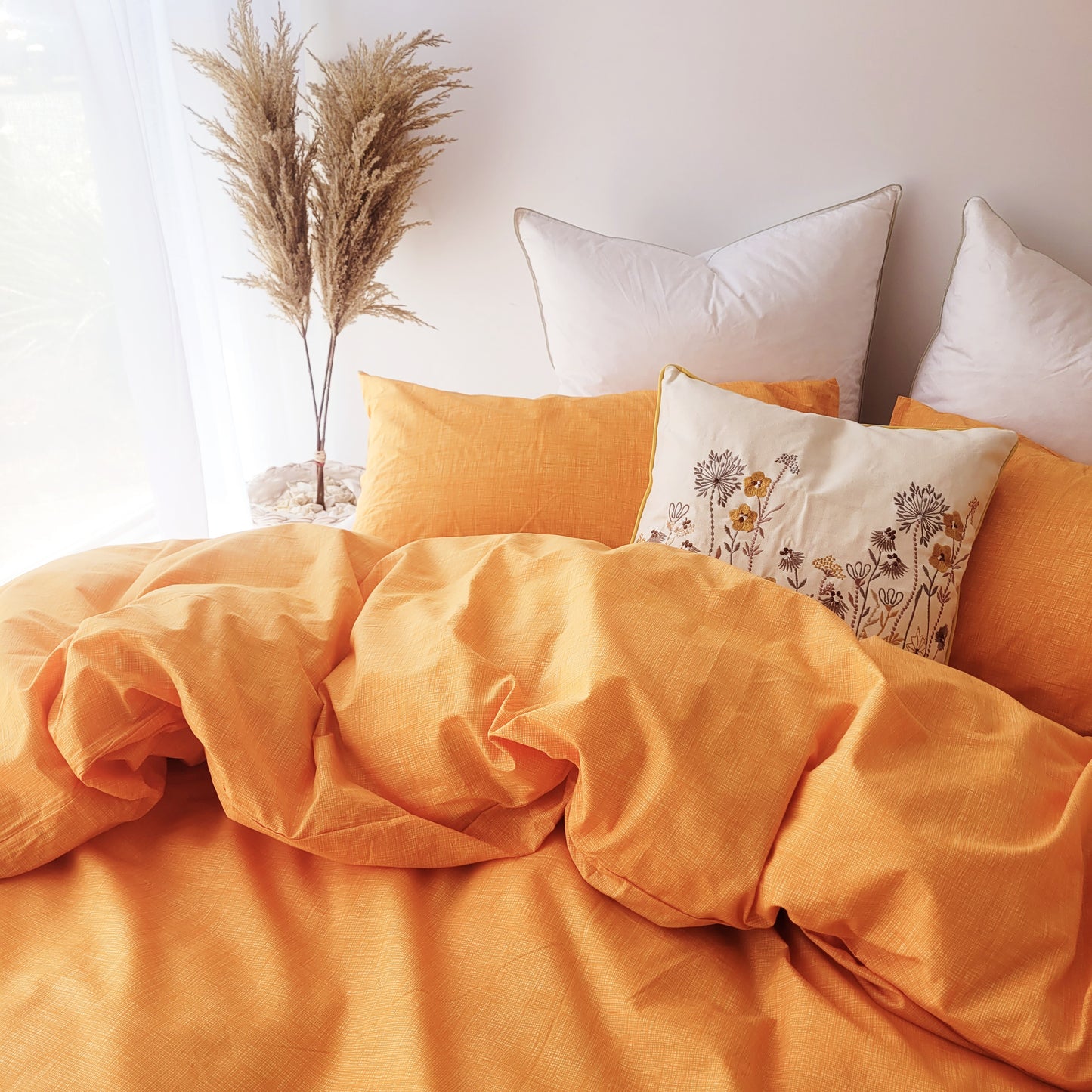 Yellow Textured Print Quilt Cover Set - Pure Cotton with Ornate Patterns