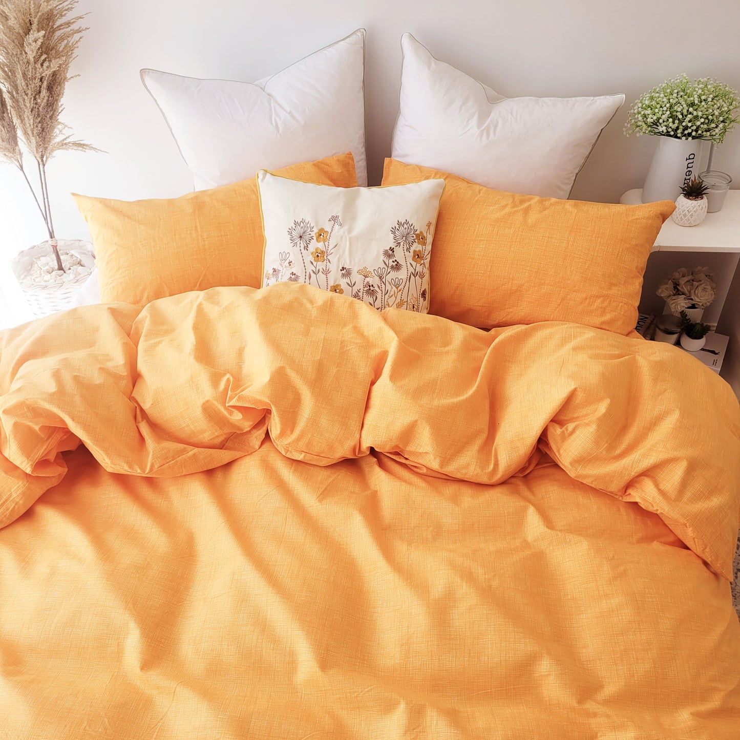 Yellow Textured Print Quilt Cover Set - Pure Cotton with Ornate Patterns