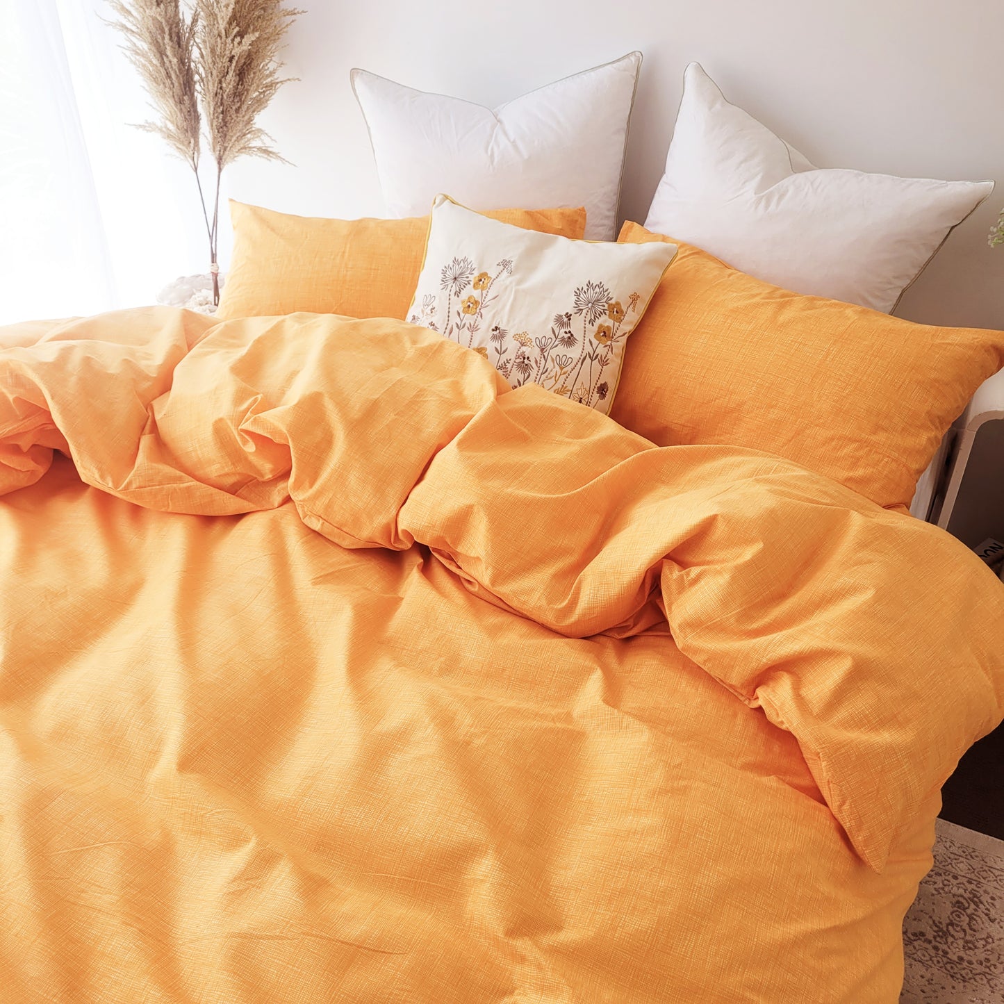 Yellow Textured Print Quilt Cover Set - Pure Cotton with Ornate Patterns