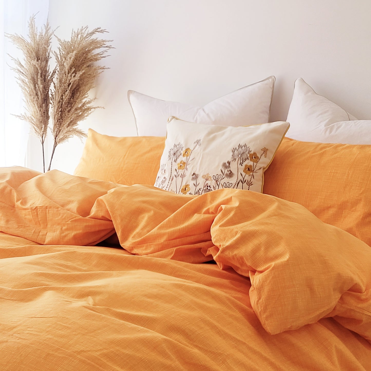 Yellow Textured Print Quilt Cover Set - Pure Cotton with Ornate Patterns