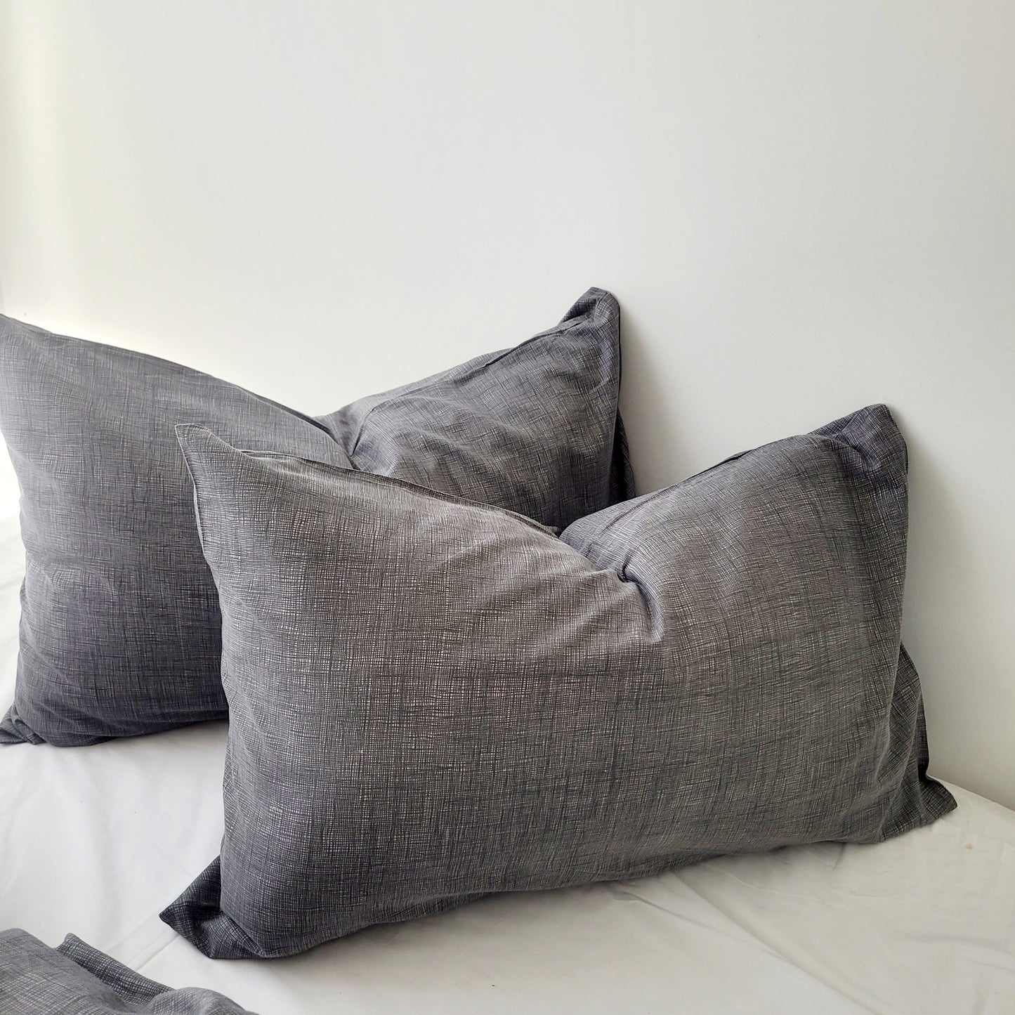 Grey Textured Print Quilt Cover Set - Pure Cotton with Ornate Patterns