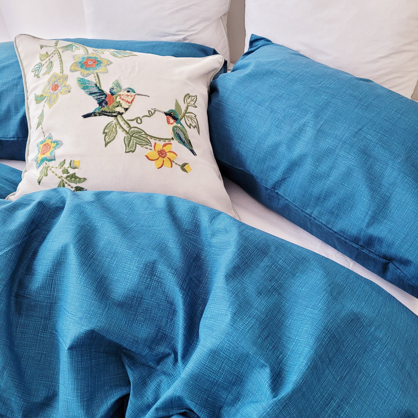 Blue Textured Print Quilt Cover Set | Pure Cotton with Ornate Patterns