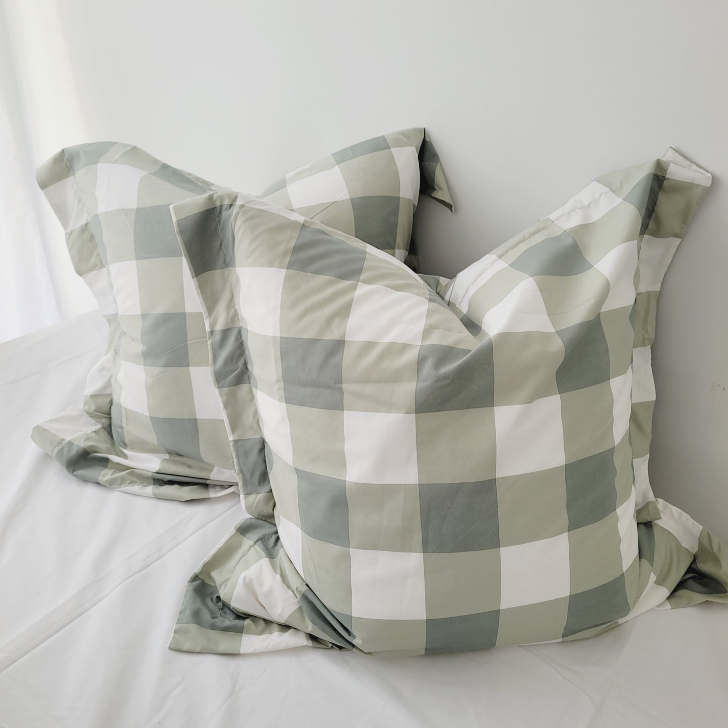 Sage Grid-Quilt Cover Set
