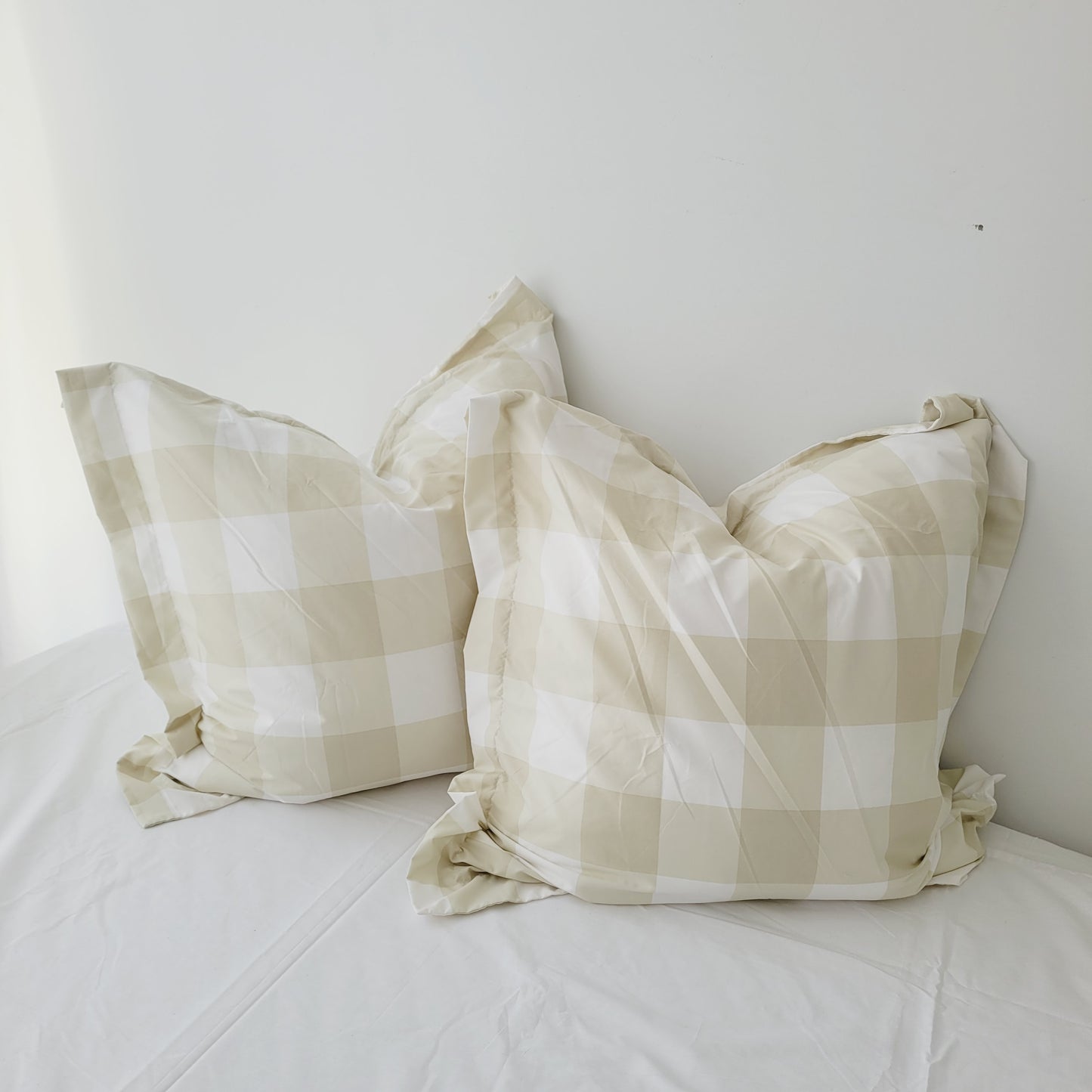 Beige Grid-Quilt Cover Set