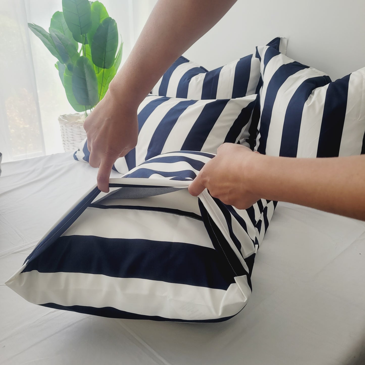 NAVY STRIX Pillowcase Pair