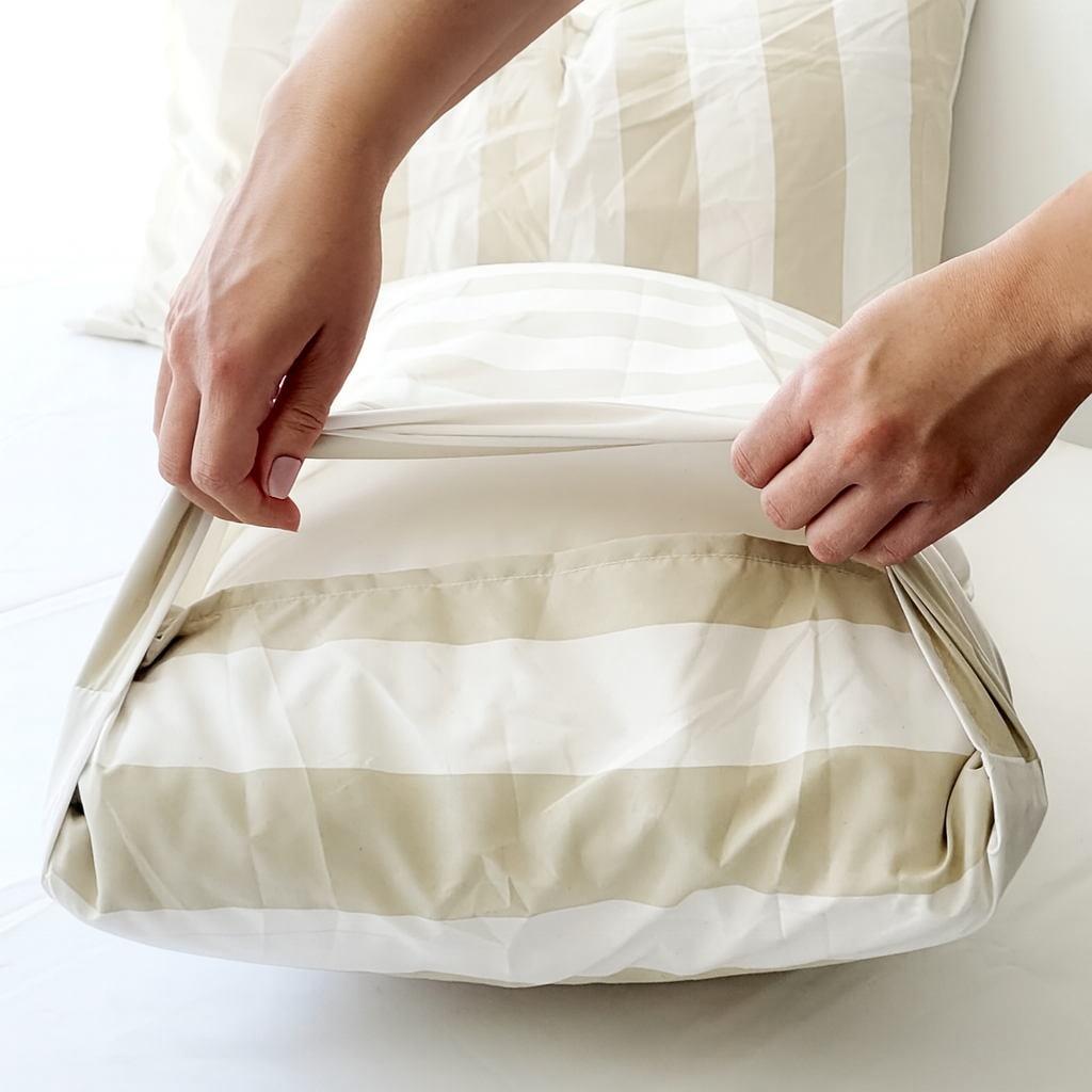BEIGE STRIX Pillowcase Pair