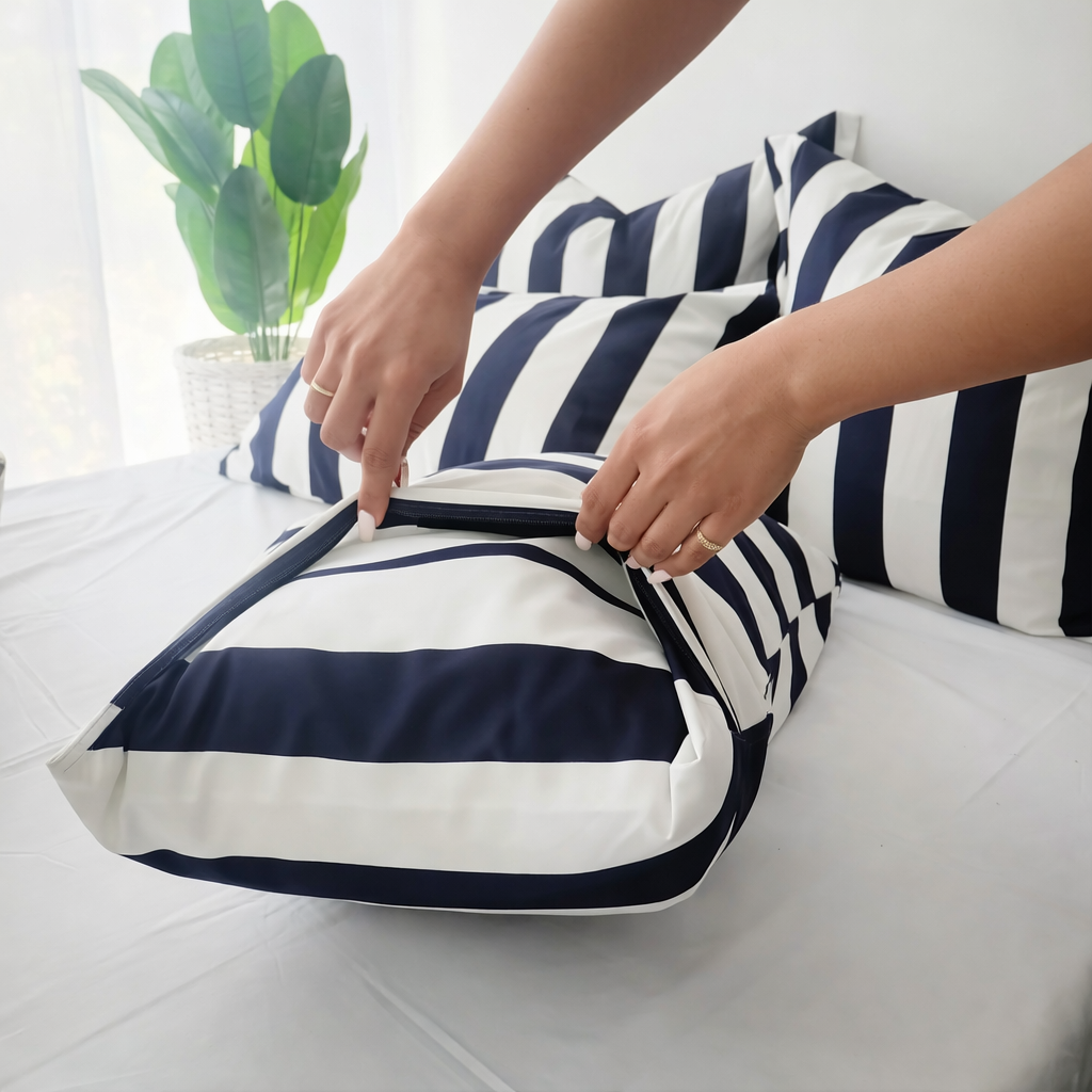 NAVY STRIX Pillowcase Pair