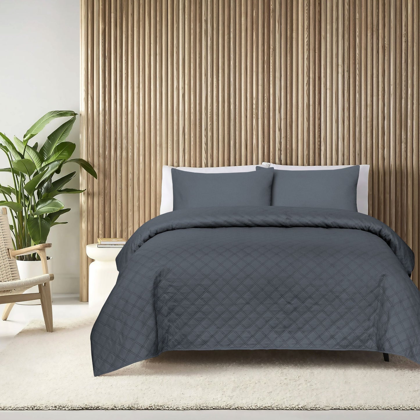 Grey Ultrasonic Coverlet – Ultra-Soft & Lightweight Bedding