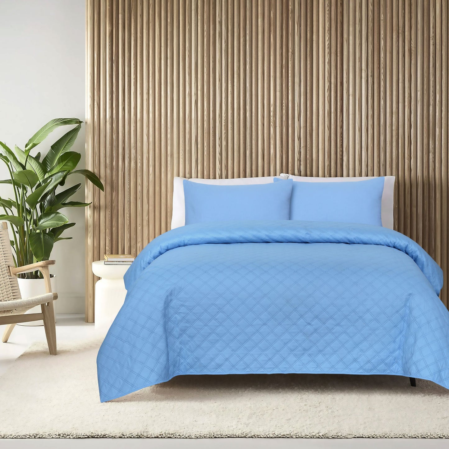 Blue Ultrasonic Coverlet – Ultra-Soft & Lightweight Bedding