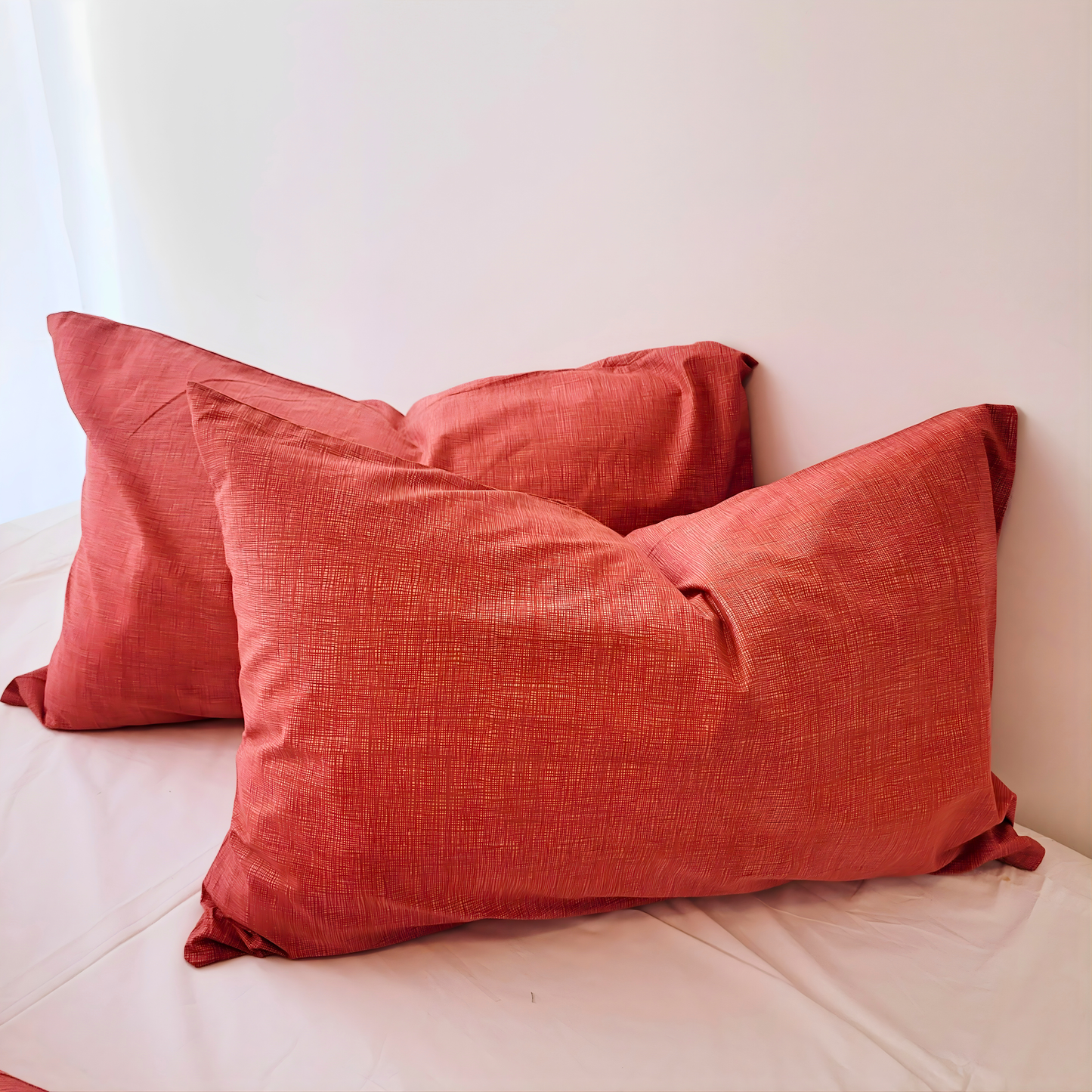 Coral Textured Print Quilt Cover Set - Pure Cotton with Ornate Patterns