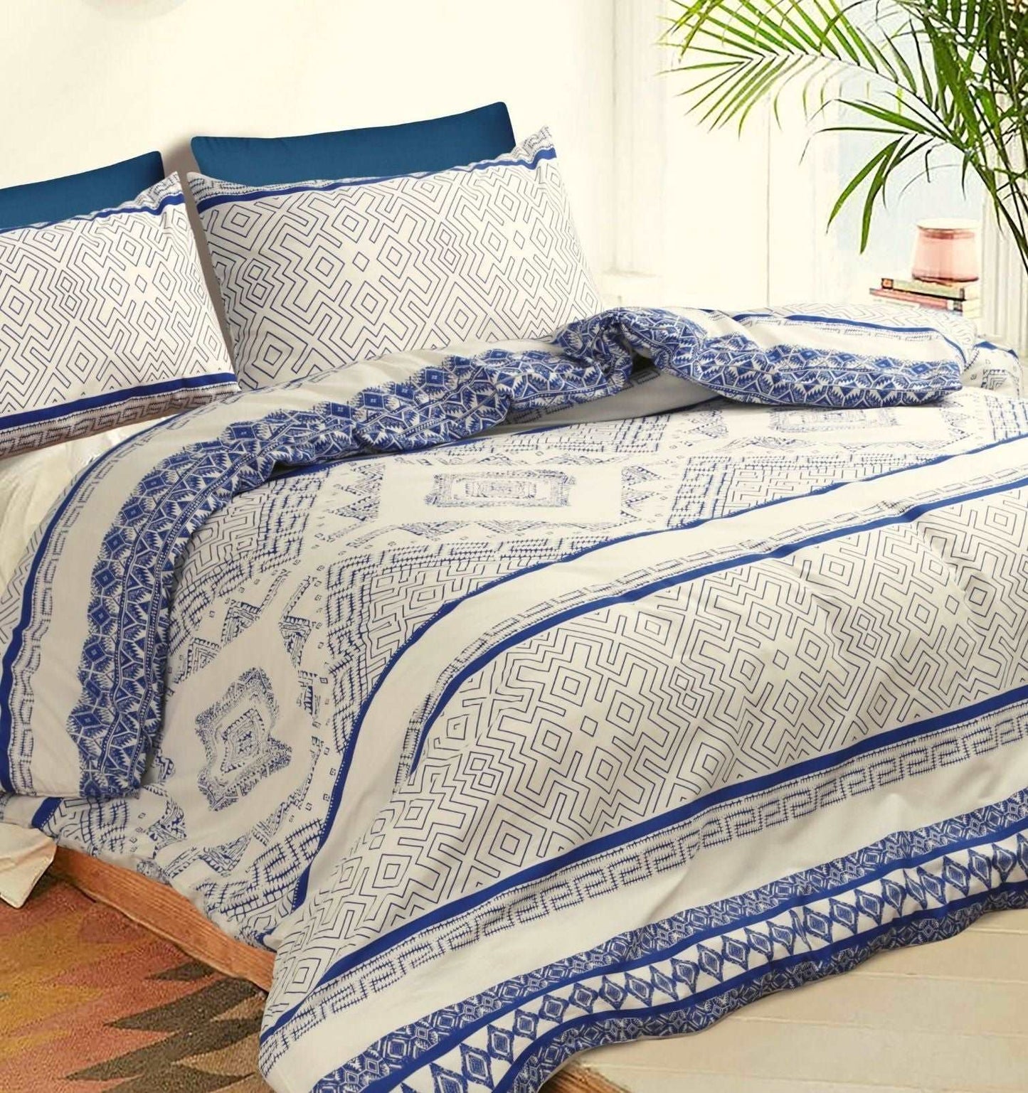 Hampton Quilt Duvet Doona Cover - Blue