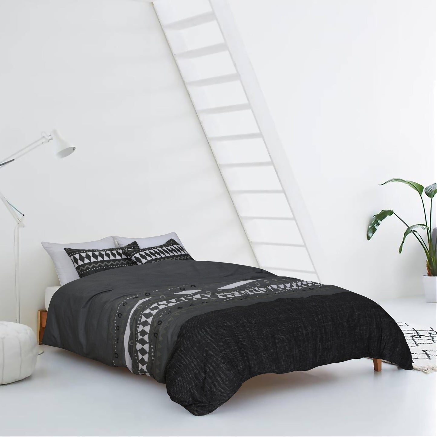 Pisa Black Cotton Quilt Cover Set – Pure Cotton Bedding | Soft, Breathable & Stylish