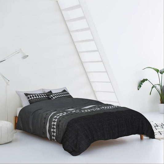 Pisa Black Cotton Quilt Cover Set – Pure Cotton Bedding | Soft, Breathable & Stylish