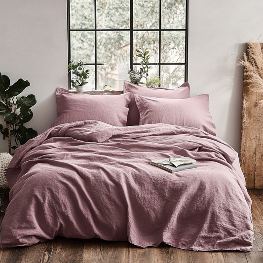 Subtle Elegance Plain Quilt Cover Set – Minimalist Look with Cotton-Rich Fabric | Dawn Pink