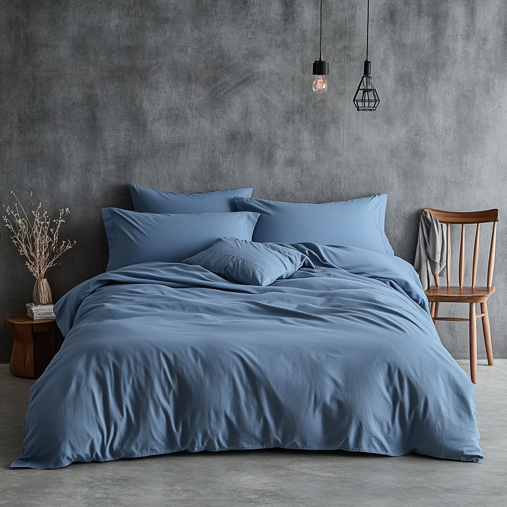 Refined Simplicity Plain Quilt Cover Set – Cotton Rich Comfort with a Smooth Finish | Stone Blue