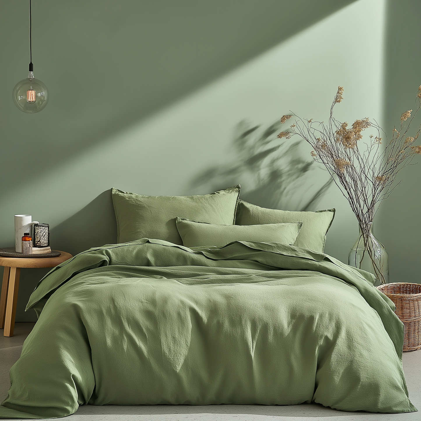 Royal Cotton Quilt Cover Set with Pillowcases | Light Sage