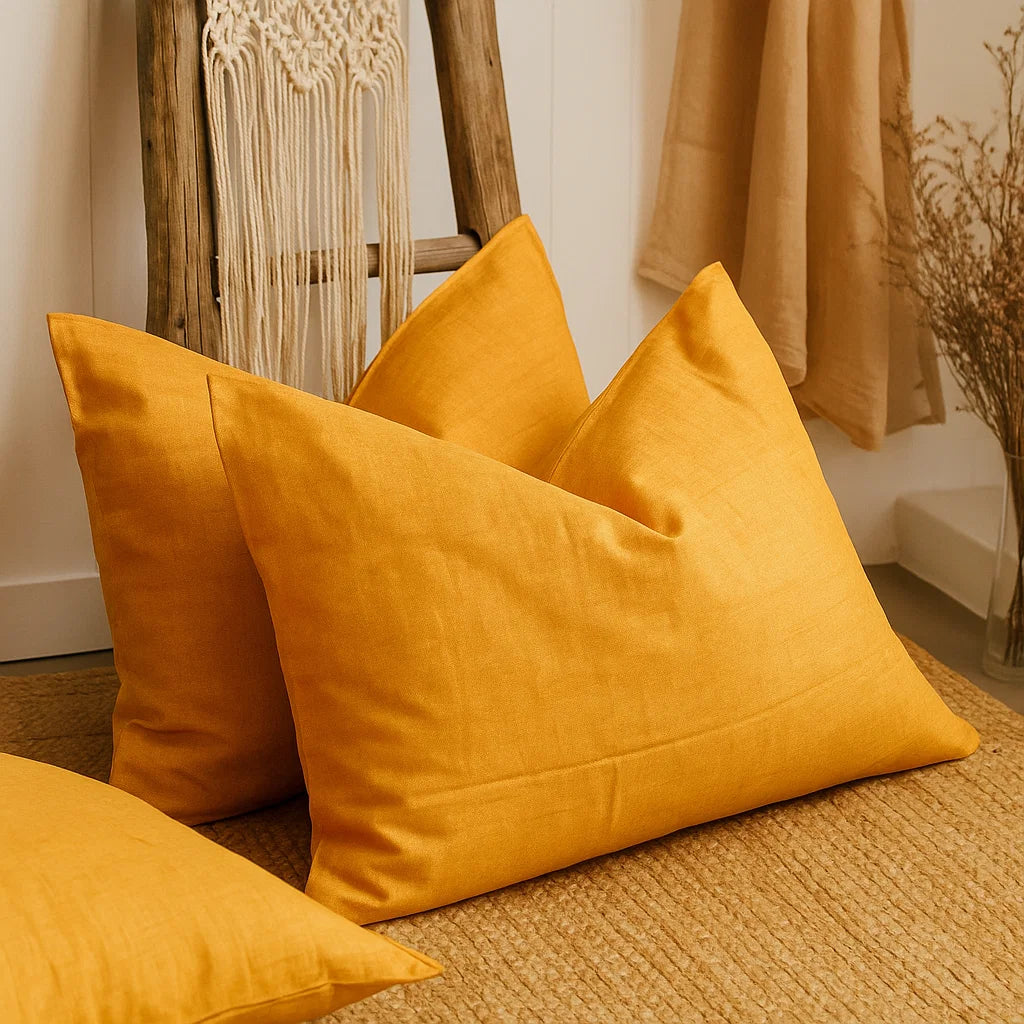 Yellow Textured Print Pillowcases-Standard size | 100% Cotton