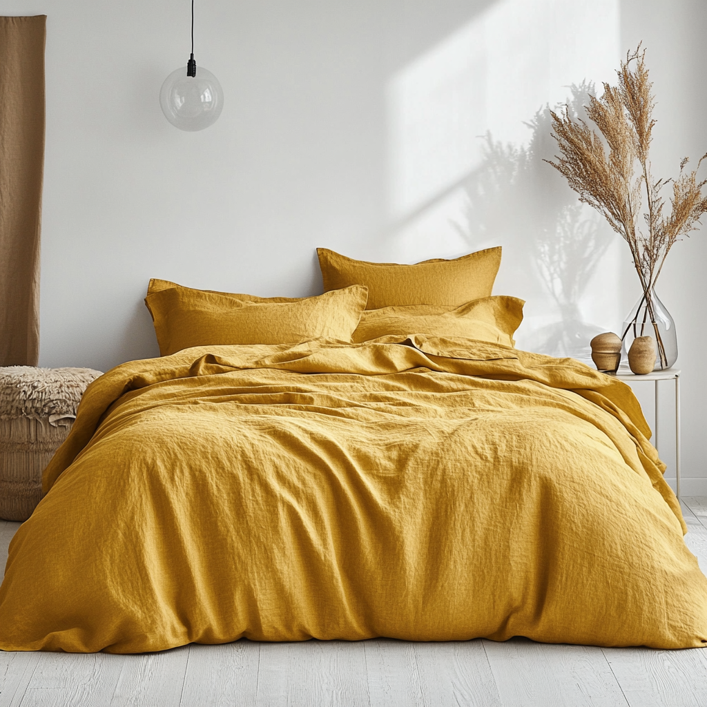 Essential Comfort Plain Quilt Cover Set– Soft Cotton-Rich Blend & Durable Finish | Mustard