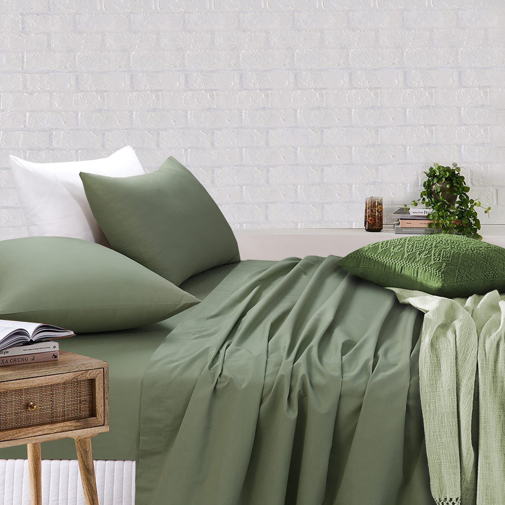 Bed Sheets with Pillow Covers | Royale Cotton Sheet Set Light Sage