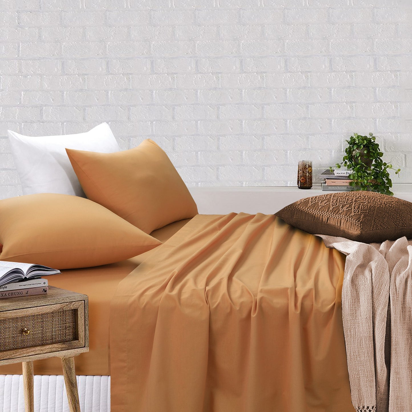 Sheet Set With Pillow Covers | Royale Cotton Bed Sheet Latte