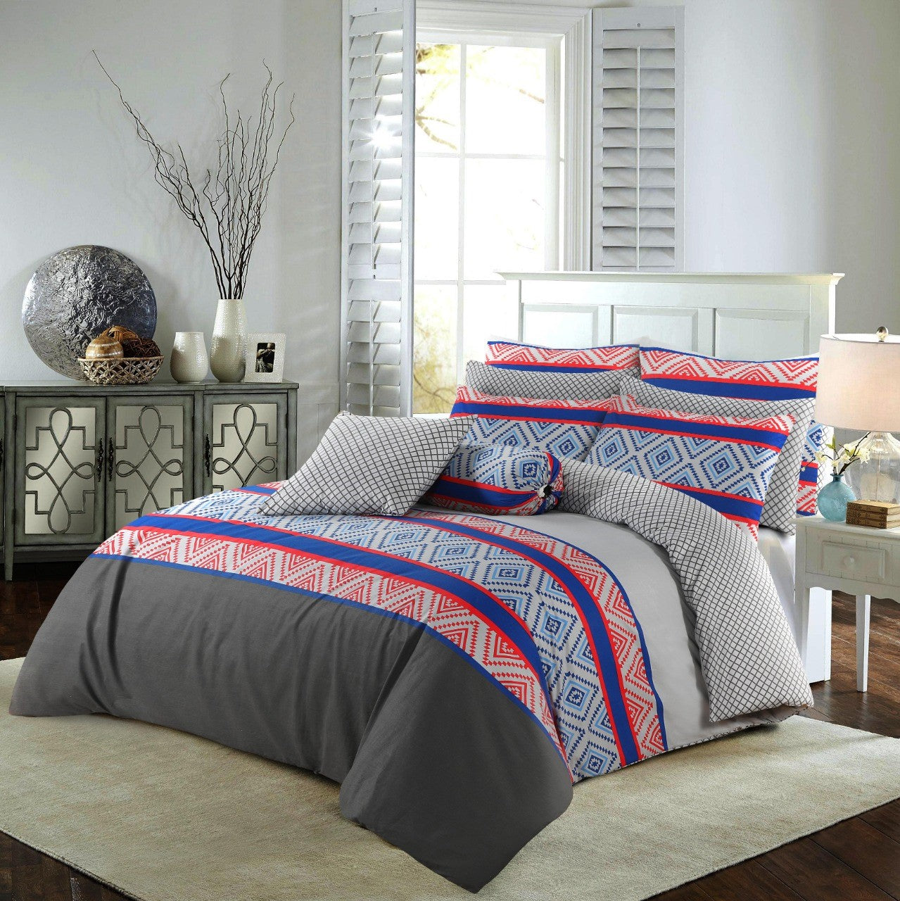 100 % Cotton Reversible Quilt Cover Set | Monaco