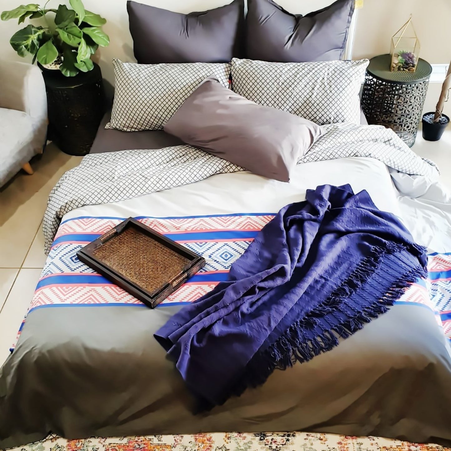 100 % Cotton Reversible Quilt Cover Set | Monaco