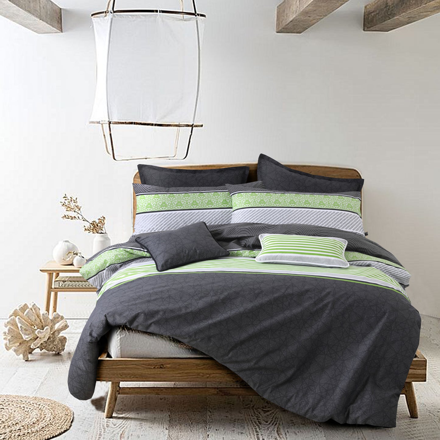 100% Cotton Quilt Cover with Extra Standard Pillow Covers | Topaz Green