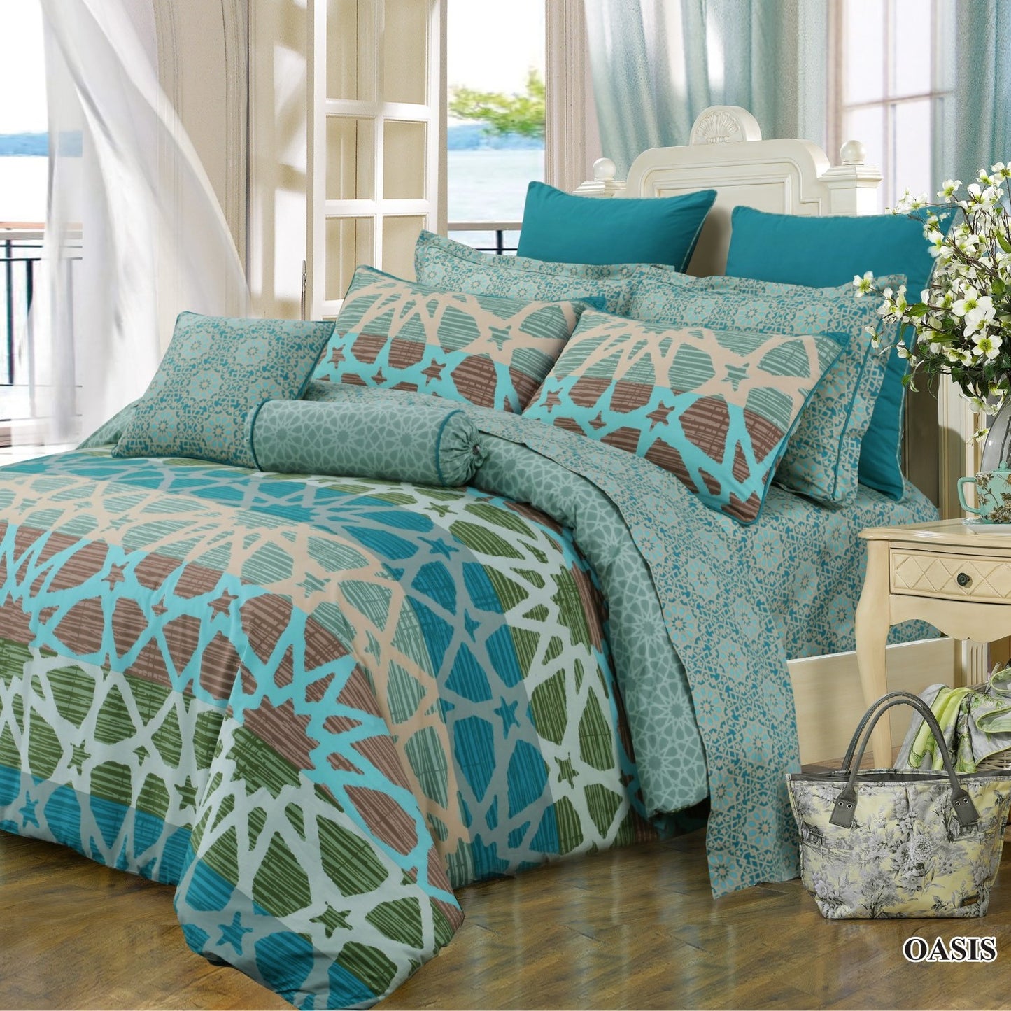 100% Cotton Quilt Cover with Extra Standard Pillow Covers | Oasis