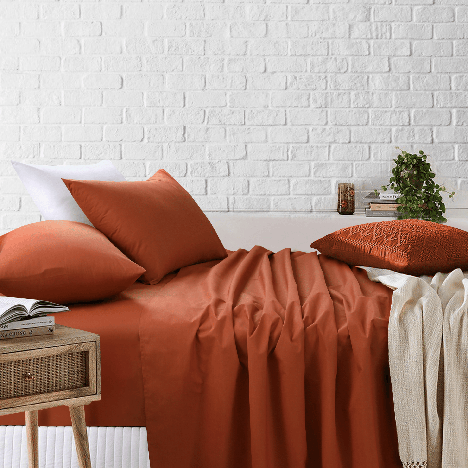Bed Sheets with Pillow Covers | Royale Cotton Sheet Set Rust
