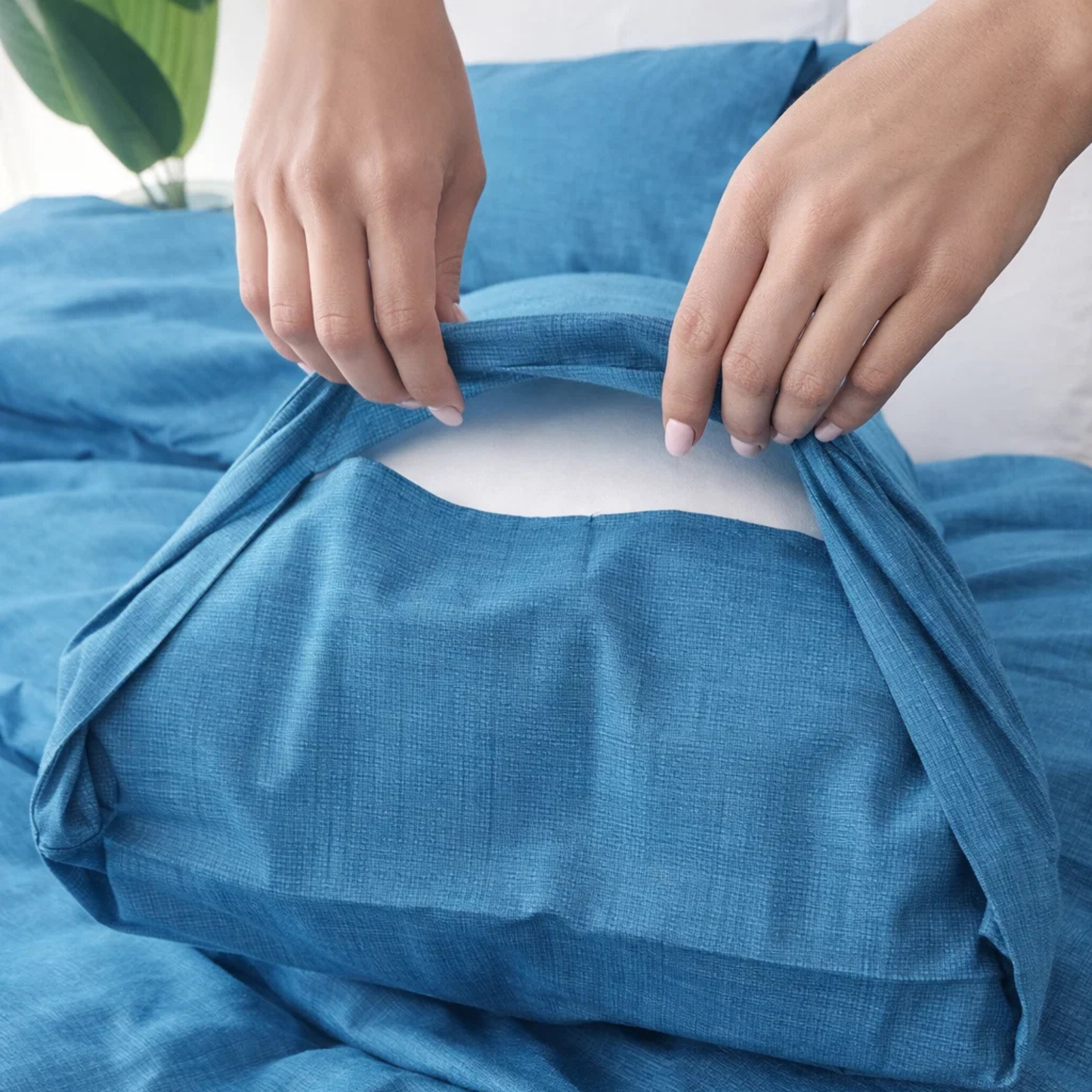 Blue Textured Print Quilt Cover Set | Pure Cotton with Ornate Patterns