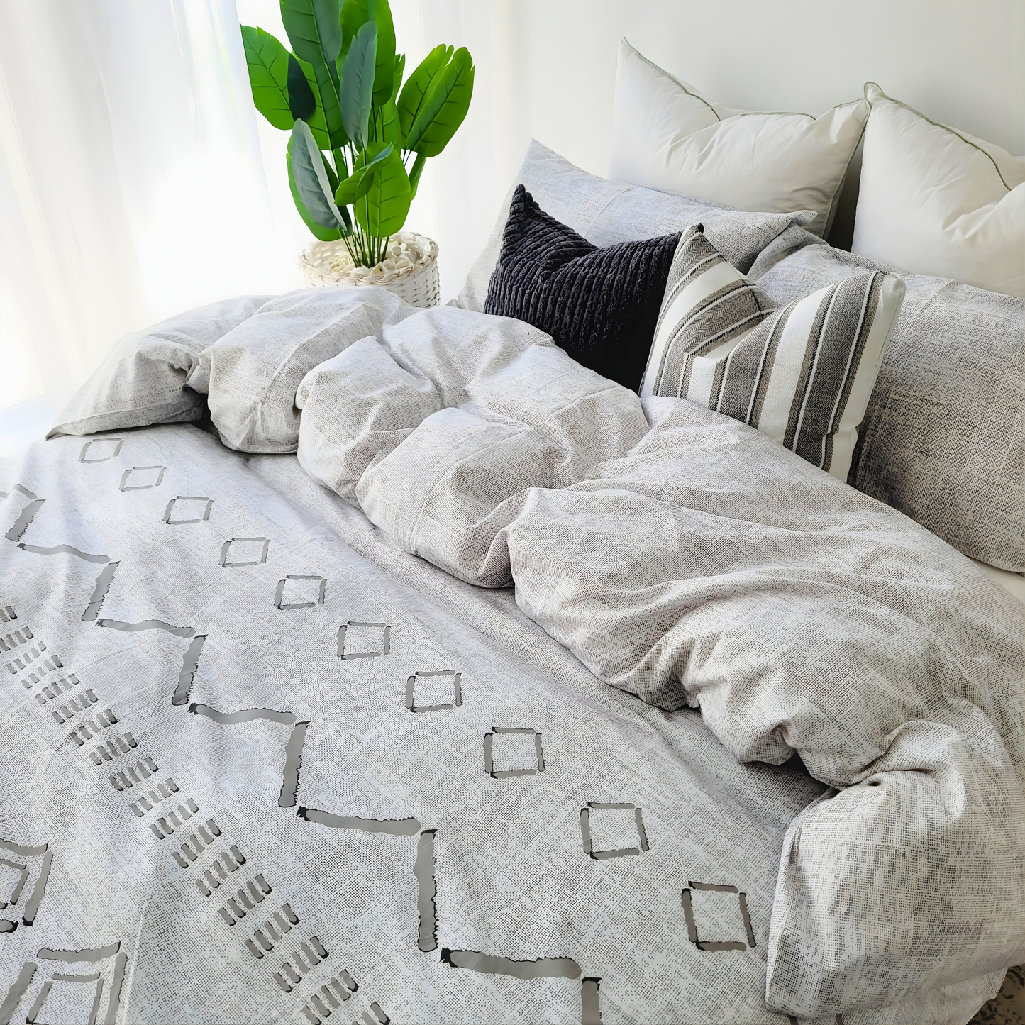 Ana-Eco Living Ultra Light Quilt Cover Set |Pure Cotton Percale