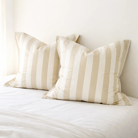 BEIGE STRIX European Pillowcase Pair