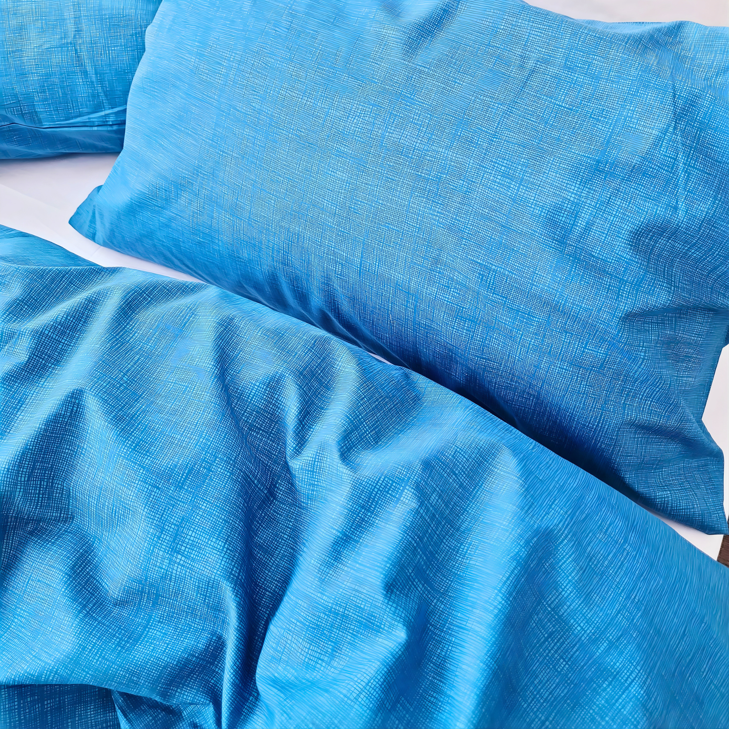 Blue Textured Print Quilt Cover Set | Pure Cotton with Ornate Patterns