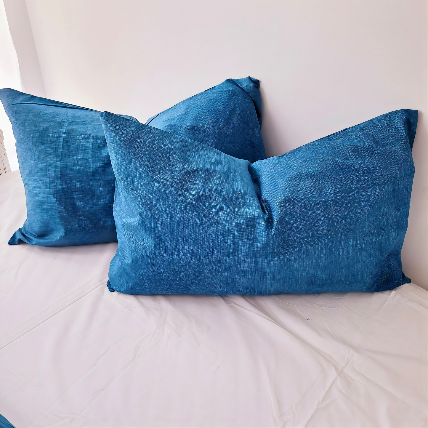 Blue Textured Print Quilt Cover Set | Pure Cotton with Ornate Patterns