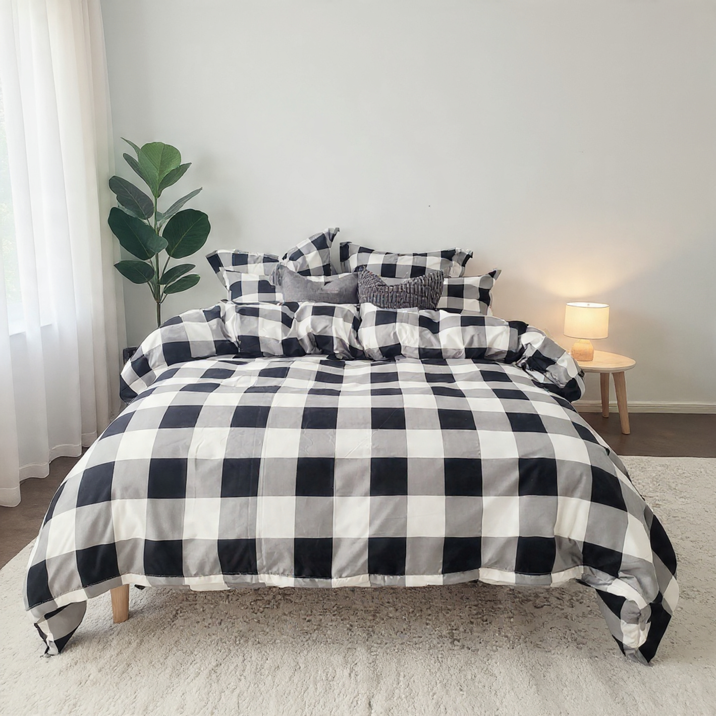Black Grid Quilt Cover Set|Smooth Touch Fabric with Breathable Comfort