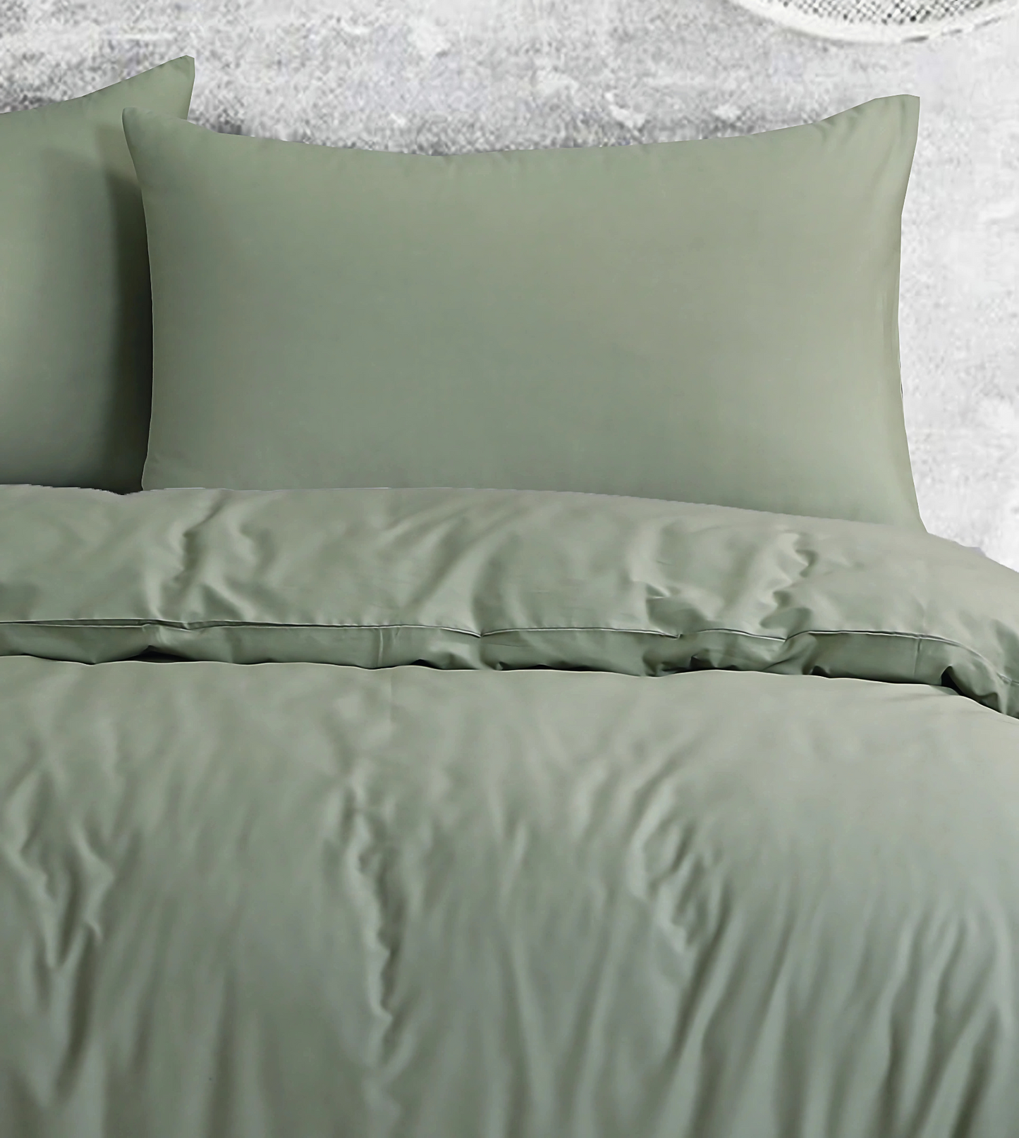 Royal Cotton Quilt Cover Set with European Pillow Covers | Light Sage