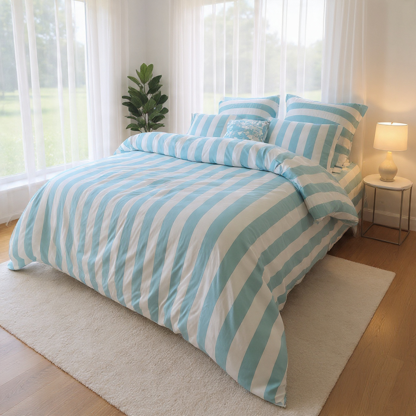 Aqua Strix Microfiber Quilt Cover – Ultra-Soft & Luxury Bedding