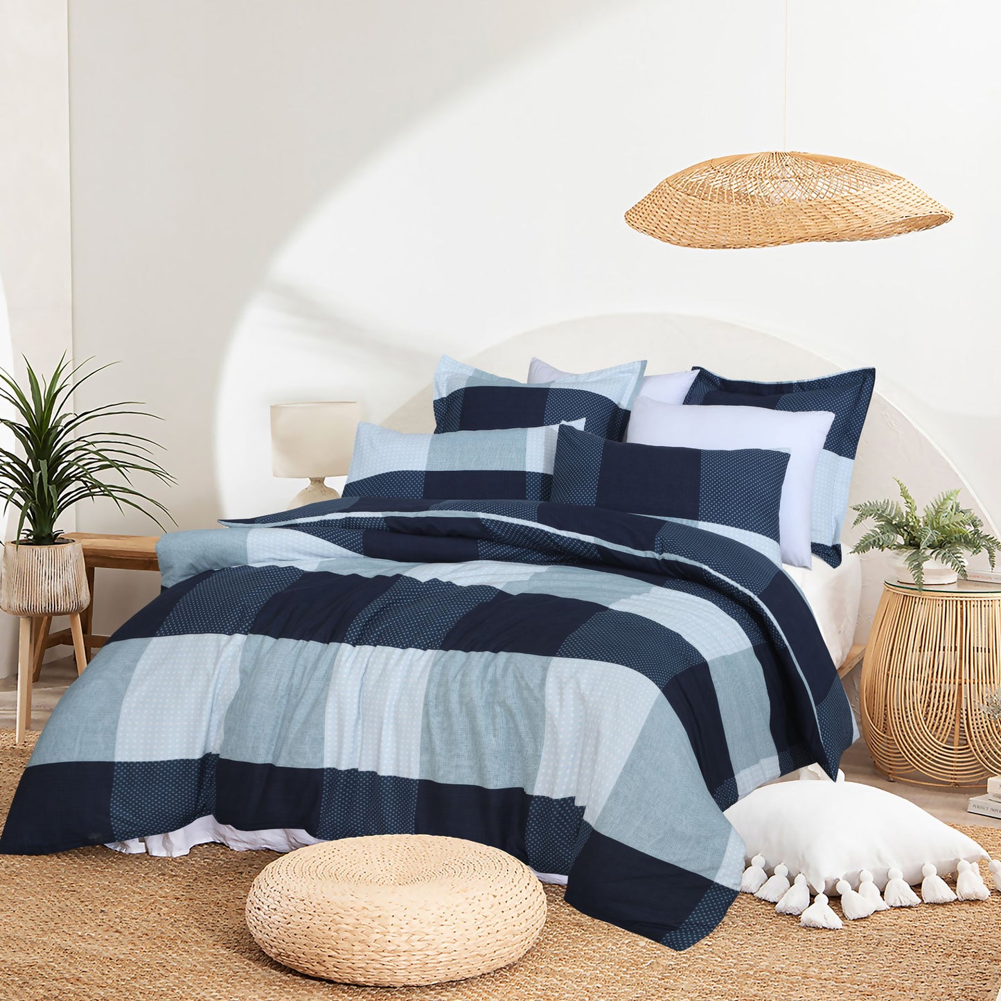 Check Quilt Cover Set-Classic Blue | Superior Hotel Linen