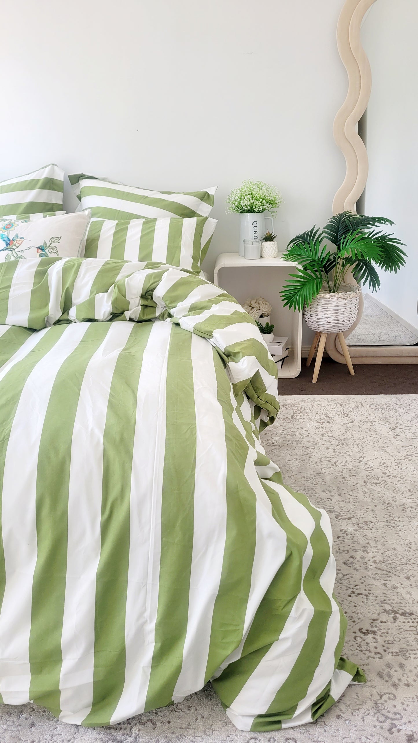 Olive Strix Microfiber Quilt Cover – Ultra-Soft & Luxury Bedding