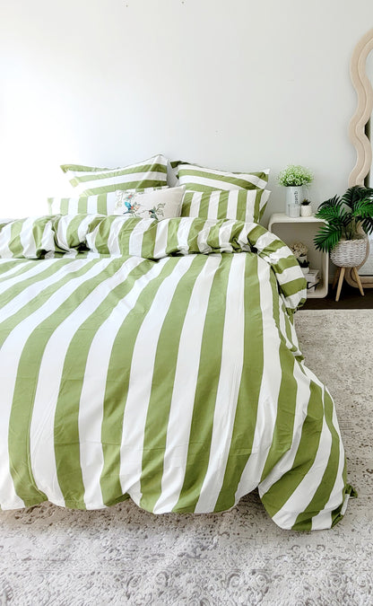 Olive Strix Microfiber Quilt Cover – Ultra-Soft & Luxury Bedding