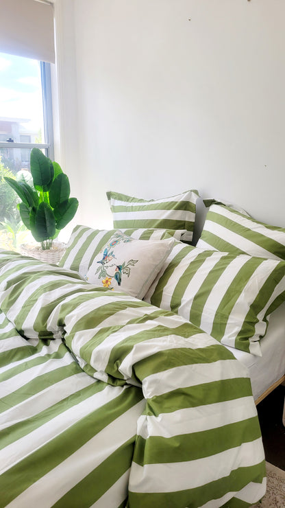 Olive Strix Microfiber Quilt Cover – Ultra-Soft & Luxury Bedding