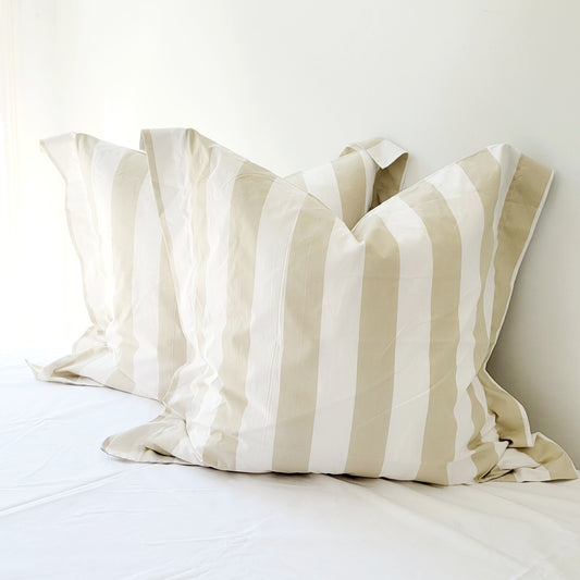 BEIGE STRIX European Pillowcase Pair